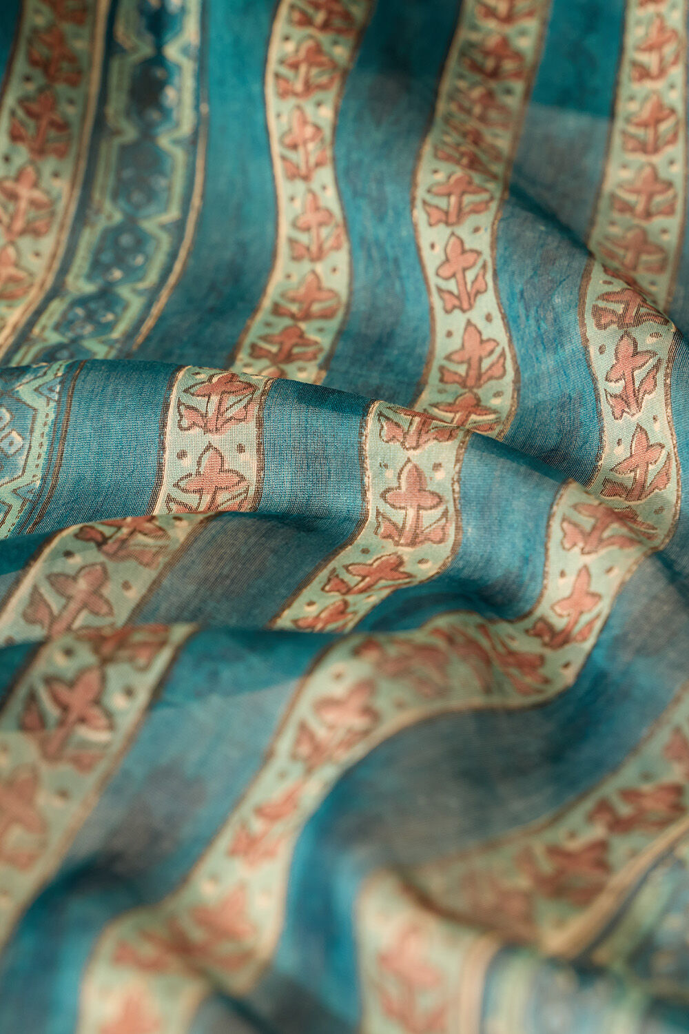 Blue Rajasthan Pure Silk Cotton Printed Sanganeri Saree image number null