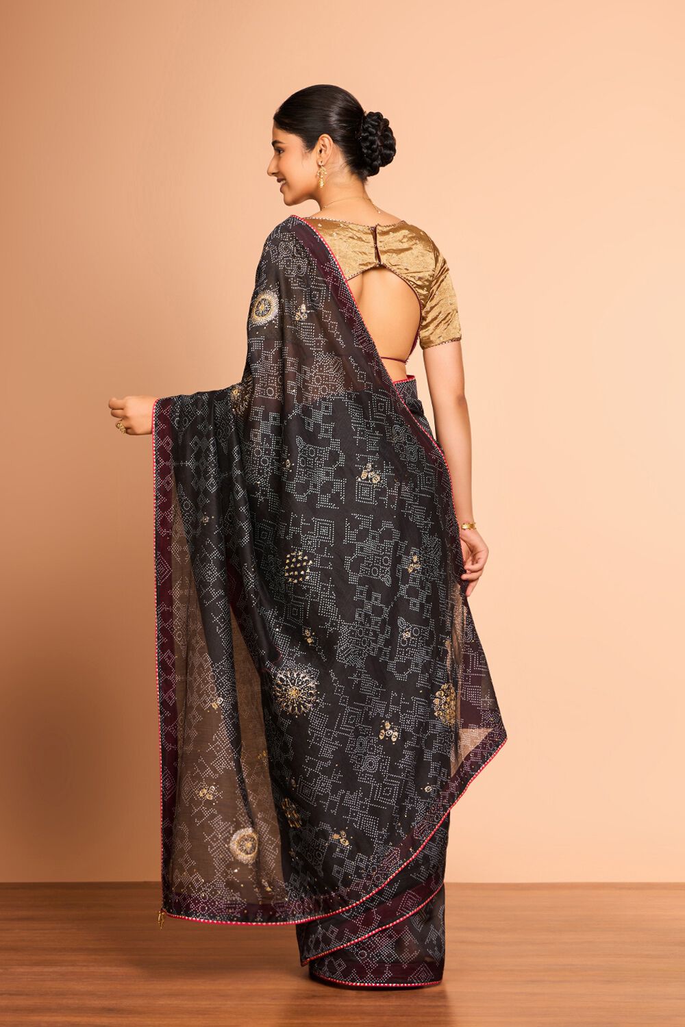 Black Printed Embroidered Pure Silk Cotton Saree image number null