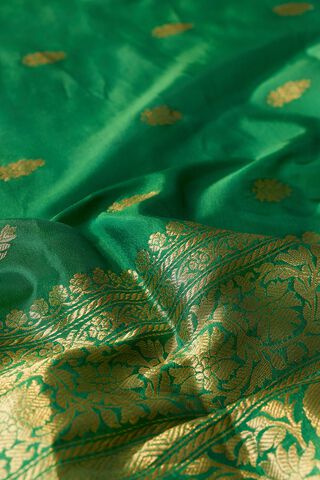 Green Silk Viscose Cutwork Banarasi Inspired Design Saree thumbnail image number null