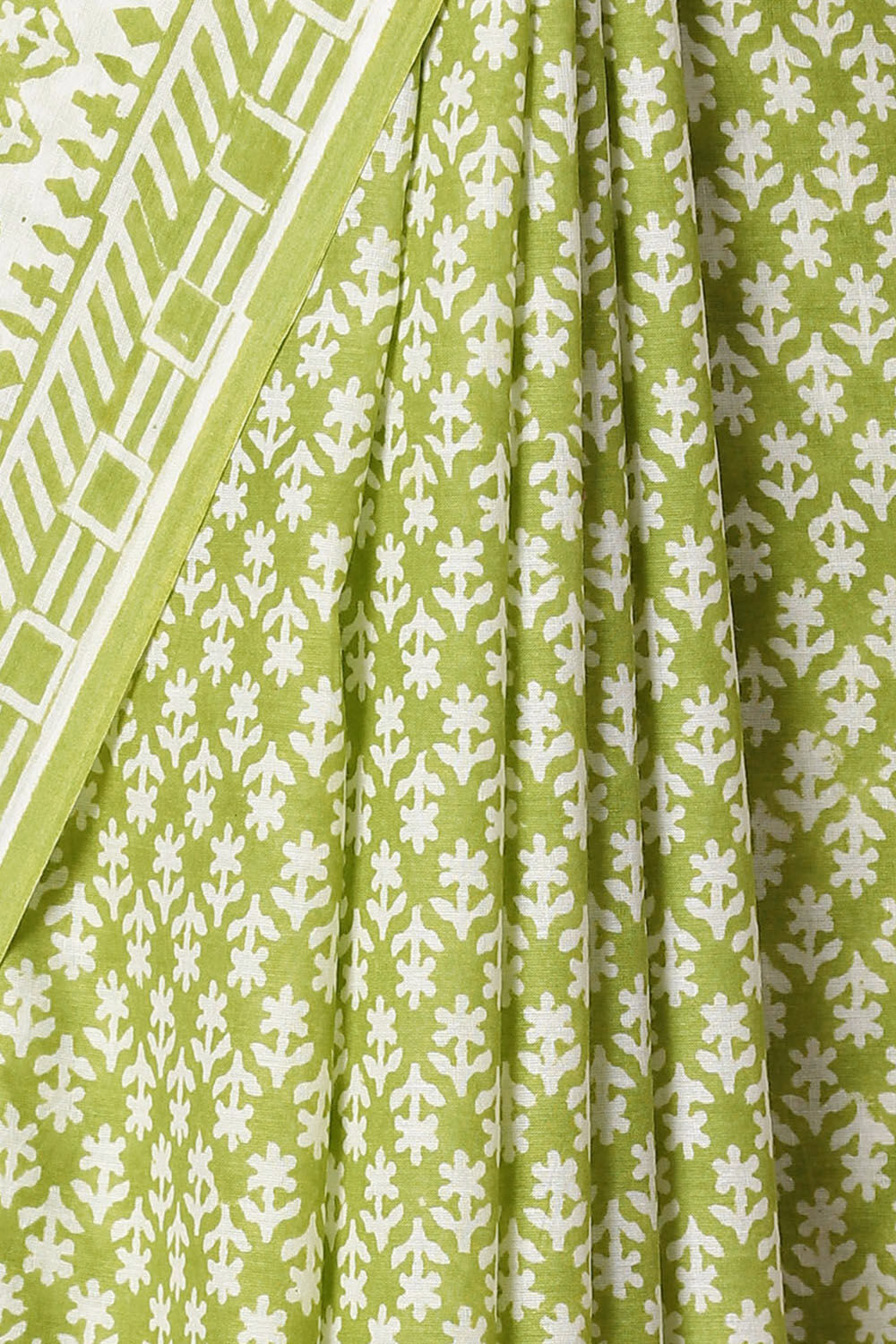 Light Green Pure Cotton Sanganeri Printed Saree image number null