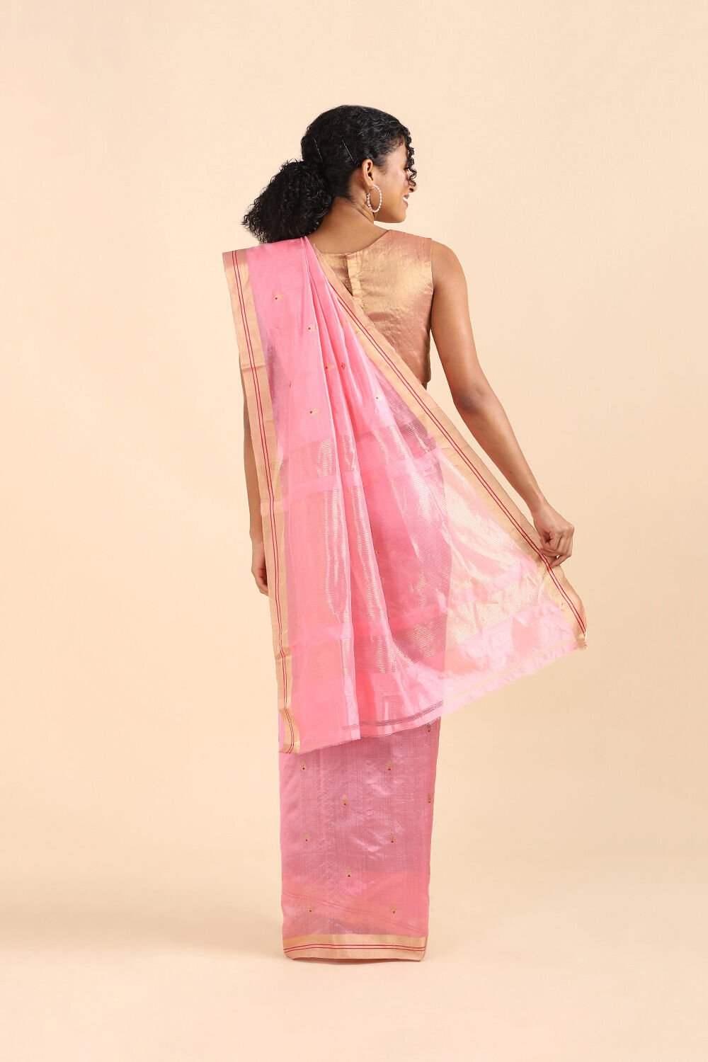 Pink Pure Silk Chanderi Saree image number null