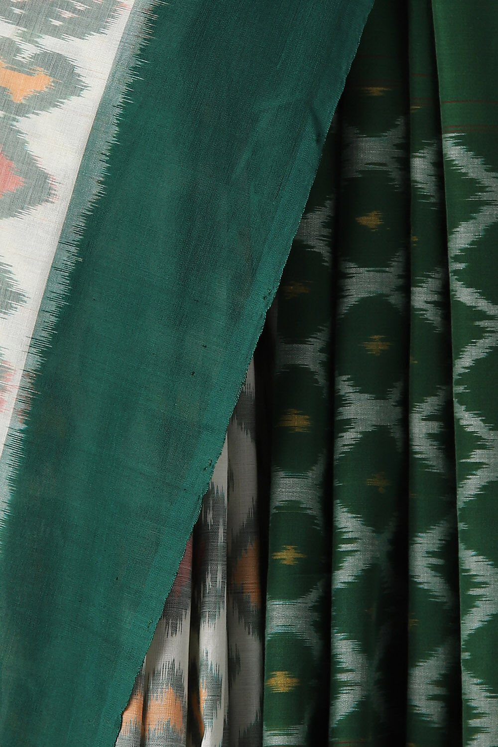 Off White Cotton Pochampalli Ikat Saree image number null