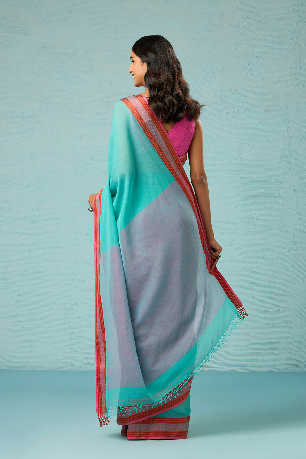 Green Woven Pure Cotton Bengal Saree image number null