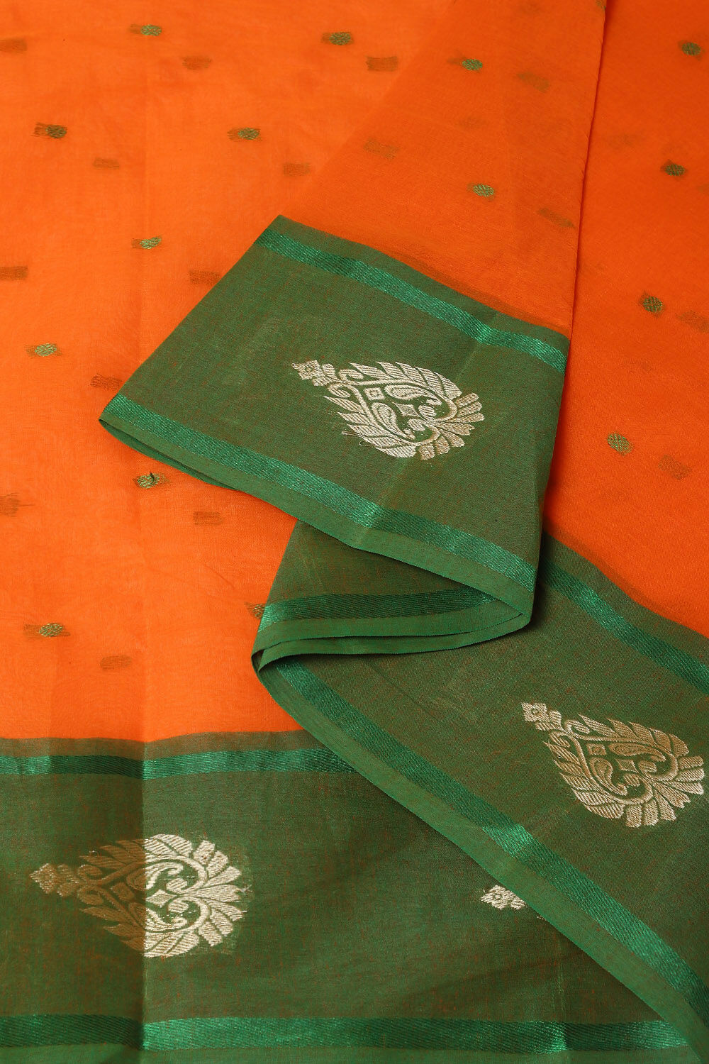 Orange Pure Cotton Bengal Saree image number null
