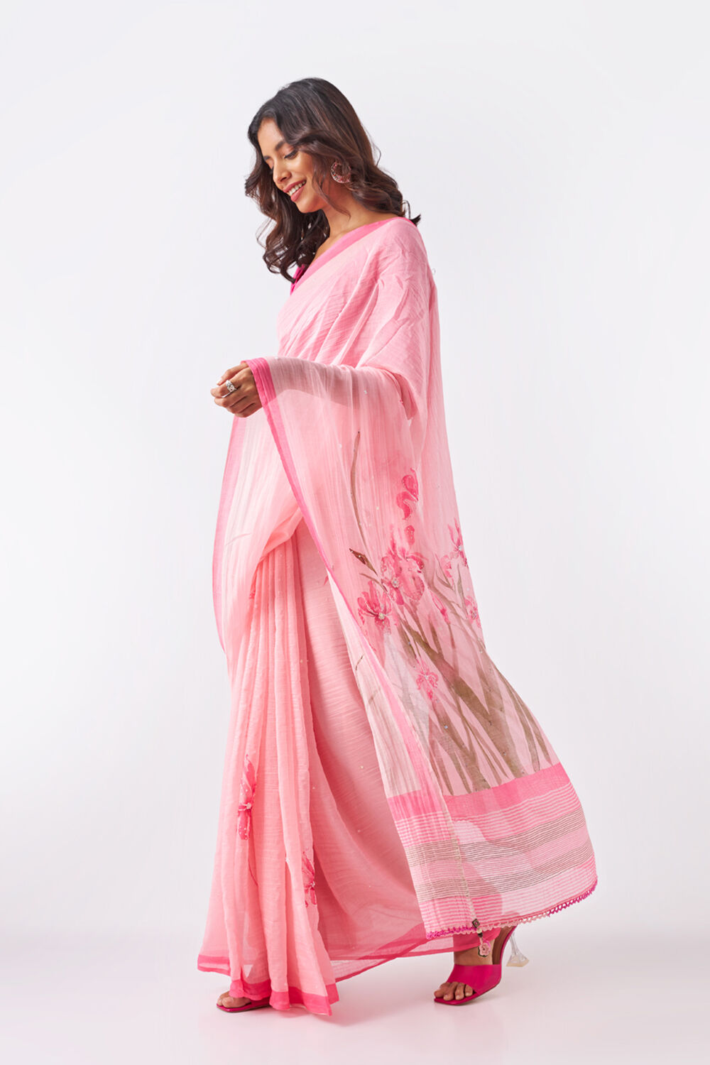 Light Pink Pure Silk Cotton Digital Printed Saree image number null