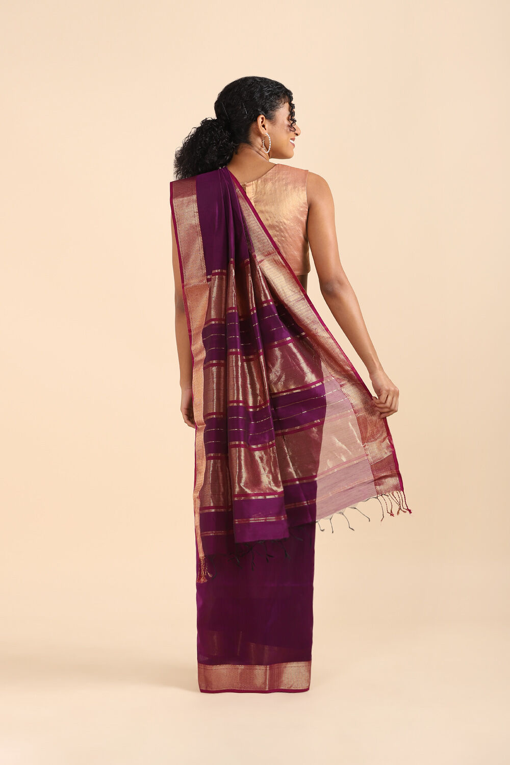 Purple Pure Silk Cotton Maheswari Saree image number null