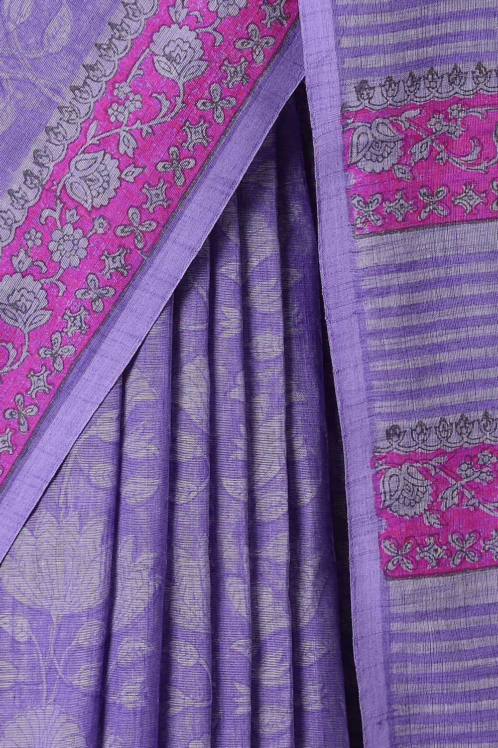 Violet Pure Cotton Printed Saree image number null