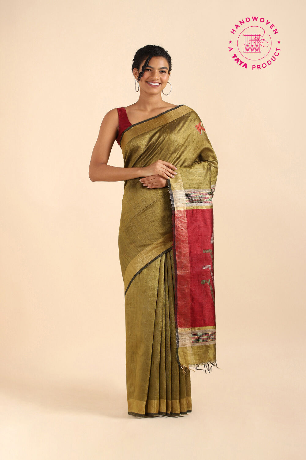 Light Green Pure Tussar Silk Bhagalpuri Saree image number null
