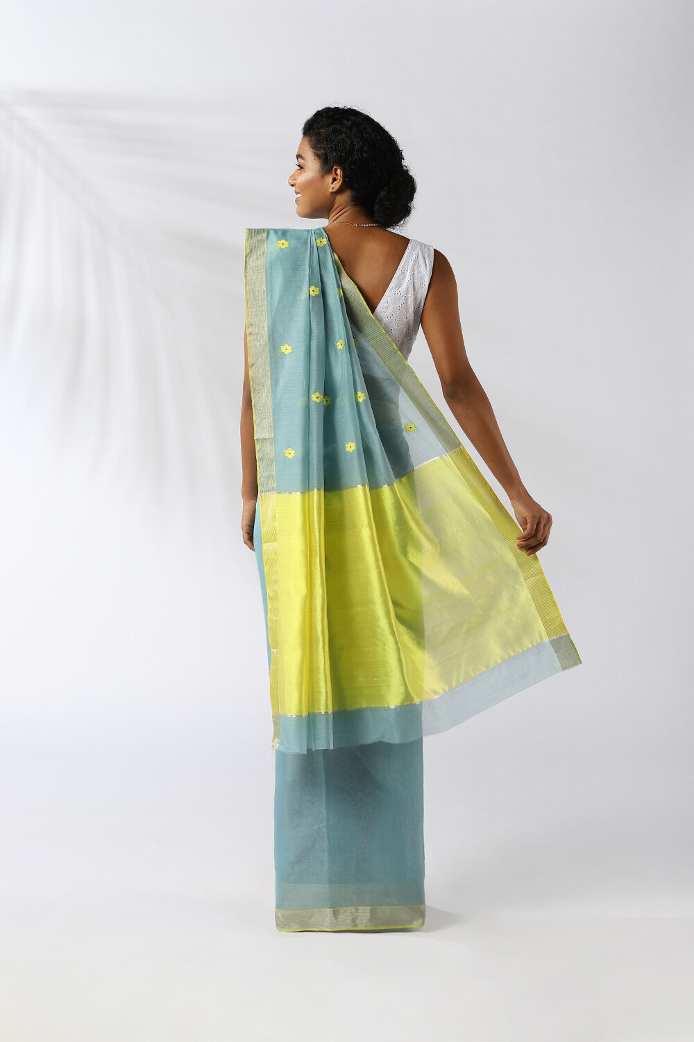 Light Blue Pure Silk Cotton Chanderi Saree image number null