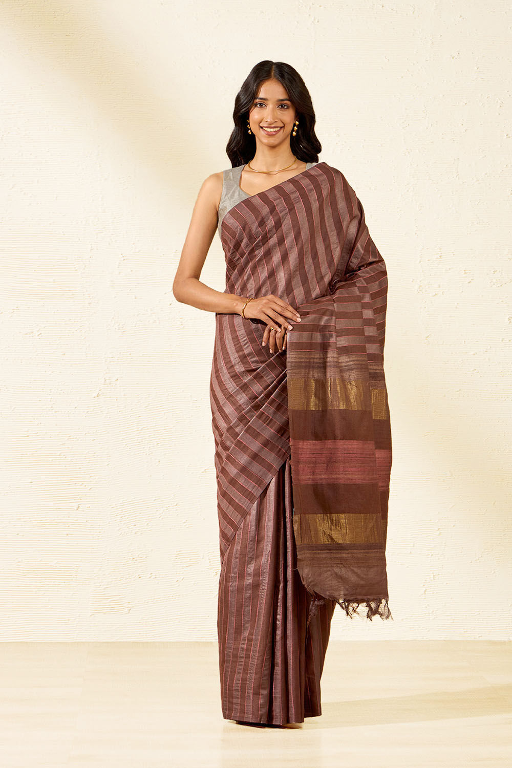 Brown Chattisgarh Woven Pure Tussar Silk Saree image number null