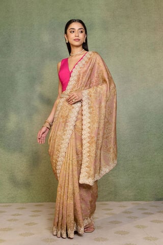 Light Pink Viscose Tissue Embroidered Saree thumbnail image number null