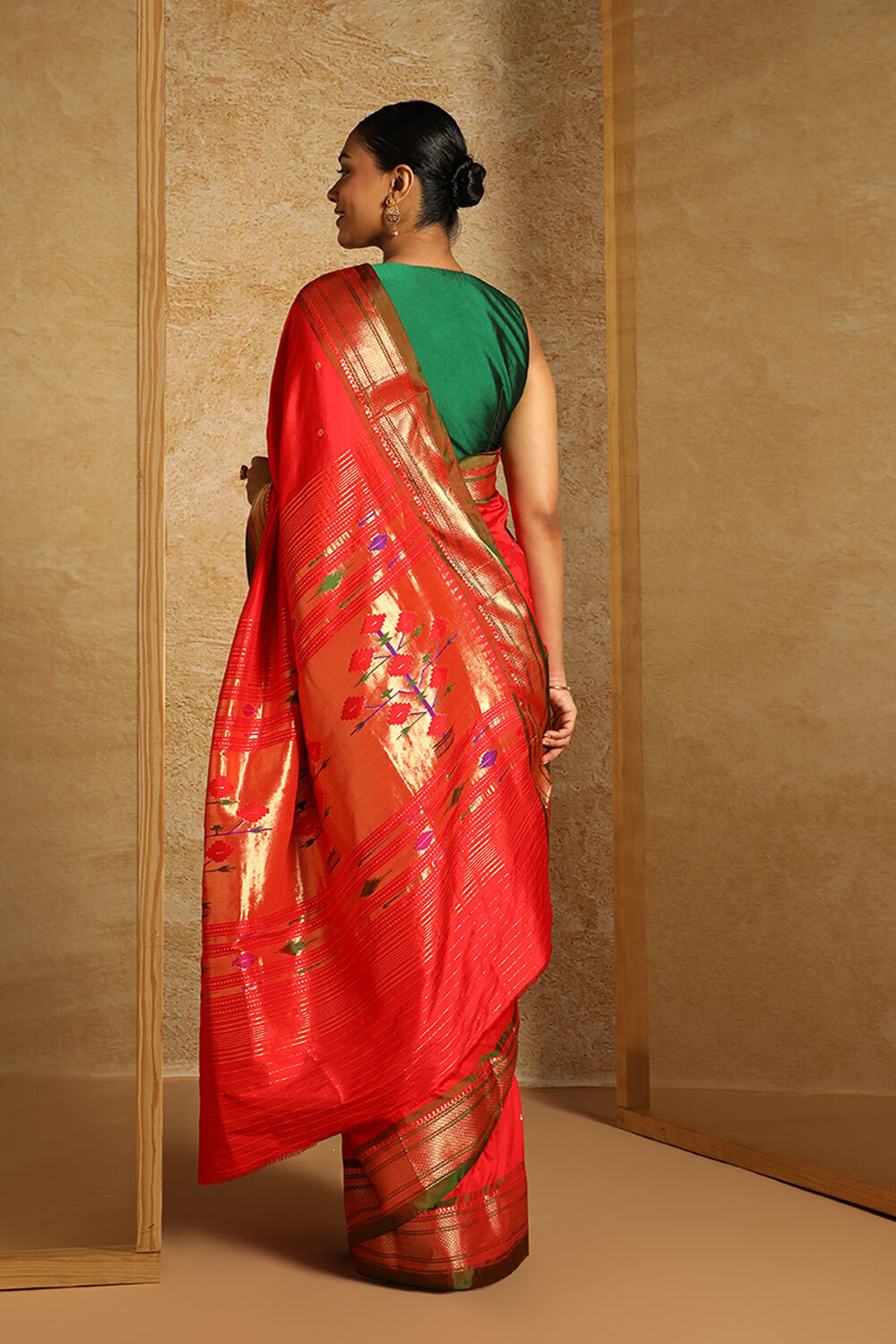 Red Pure Silk Paithani Saree image number null