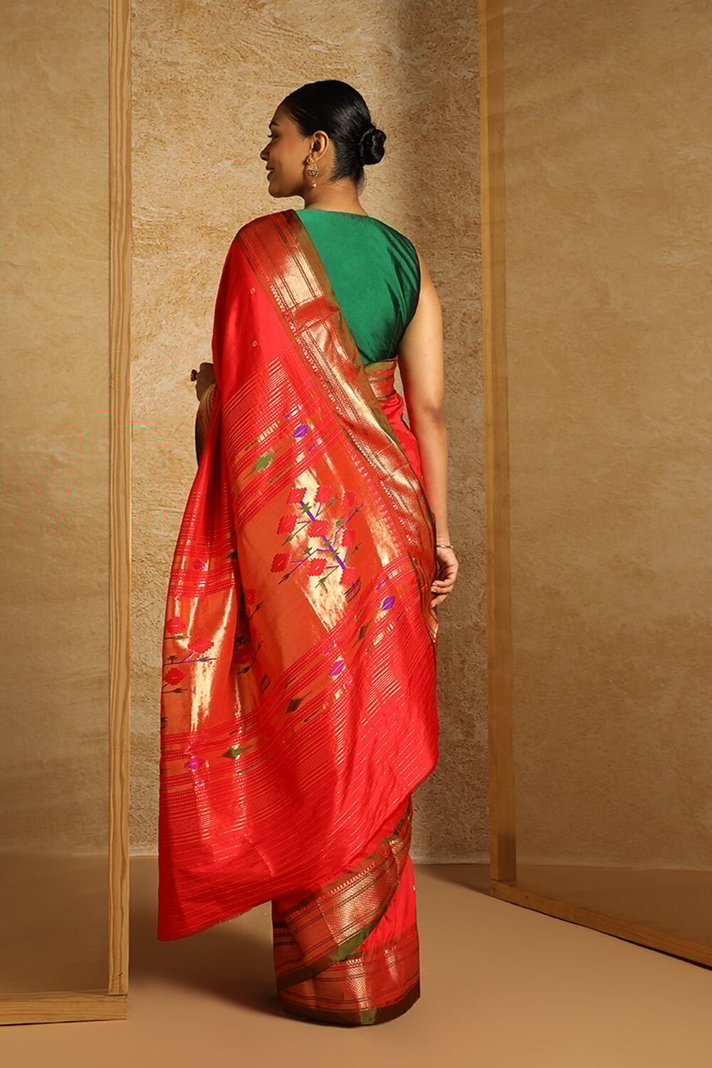 Red Pure Silk Paithani Saree image number null