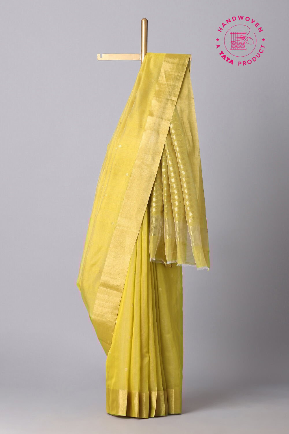 Yellow Pure Silk Cotton Chanderi Saree image number null