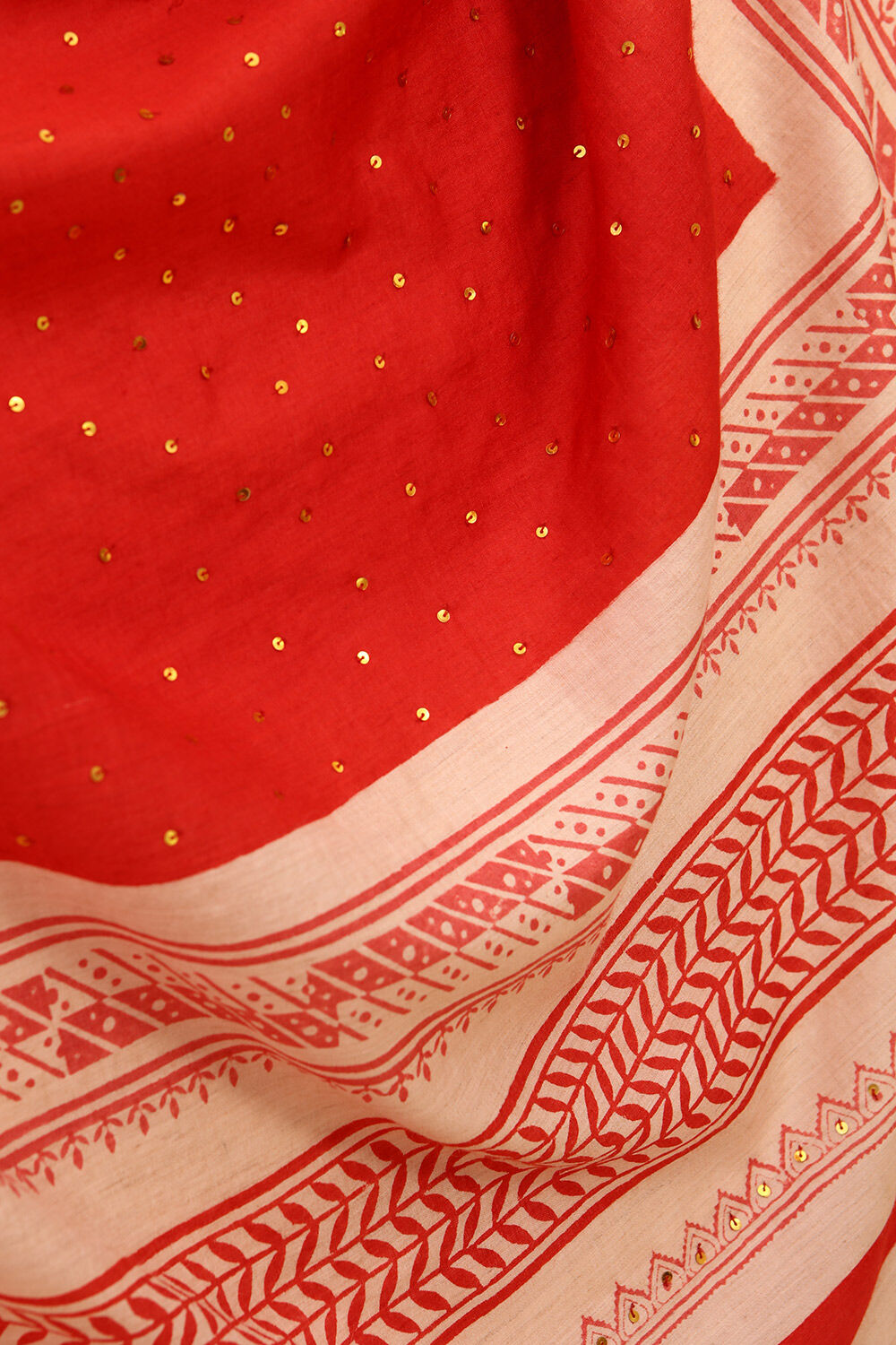 Beige Chattisgarh Block Printed Pure Tussar Silk Saree image number null