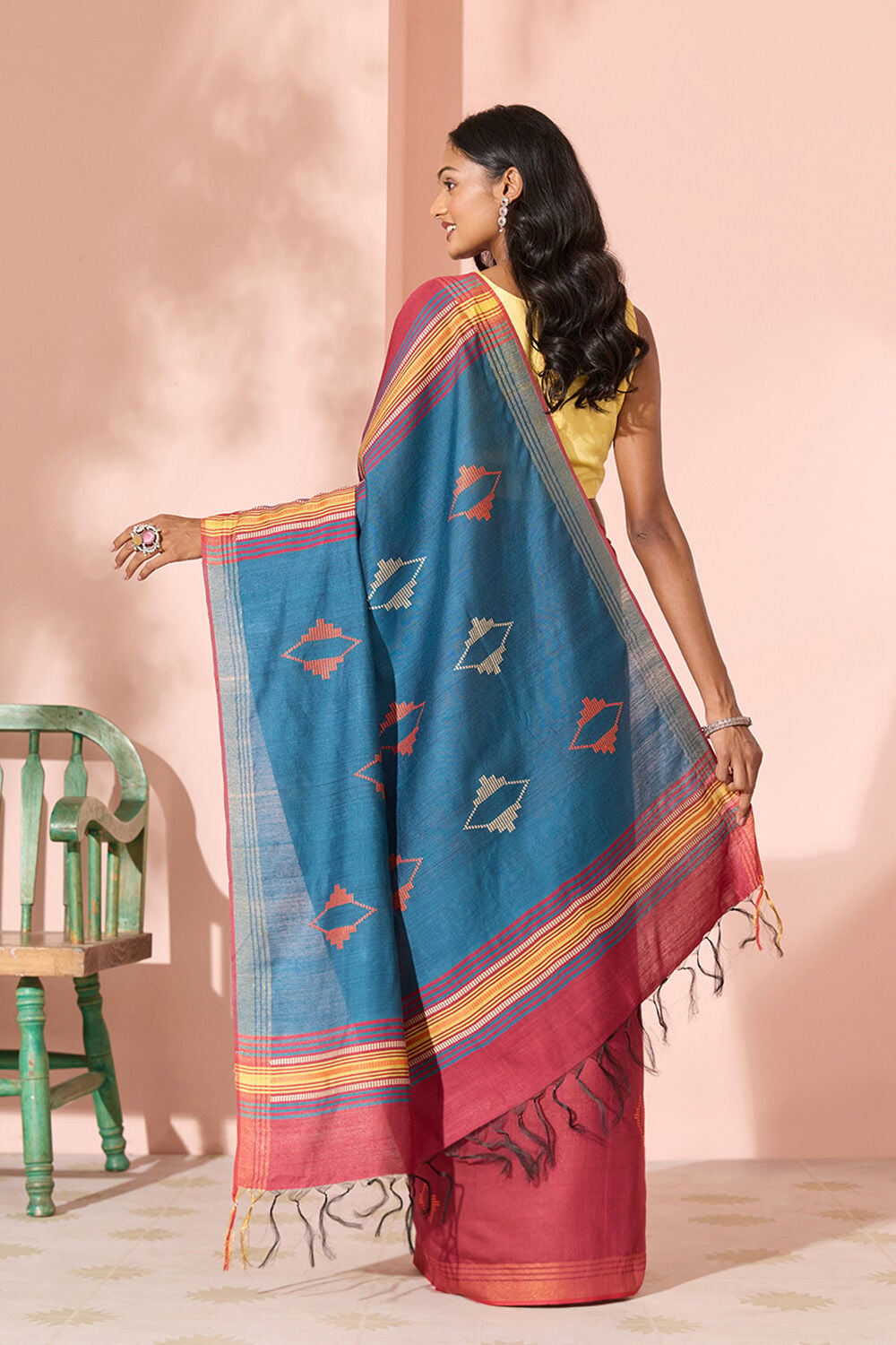 Dark Red Woven Silk Viscose Bhagalpur Saree image number null