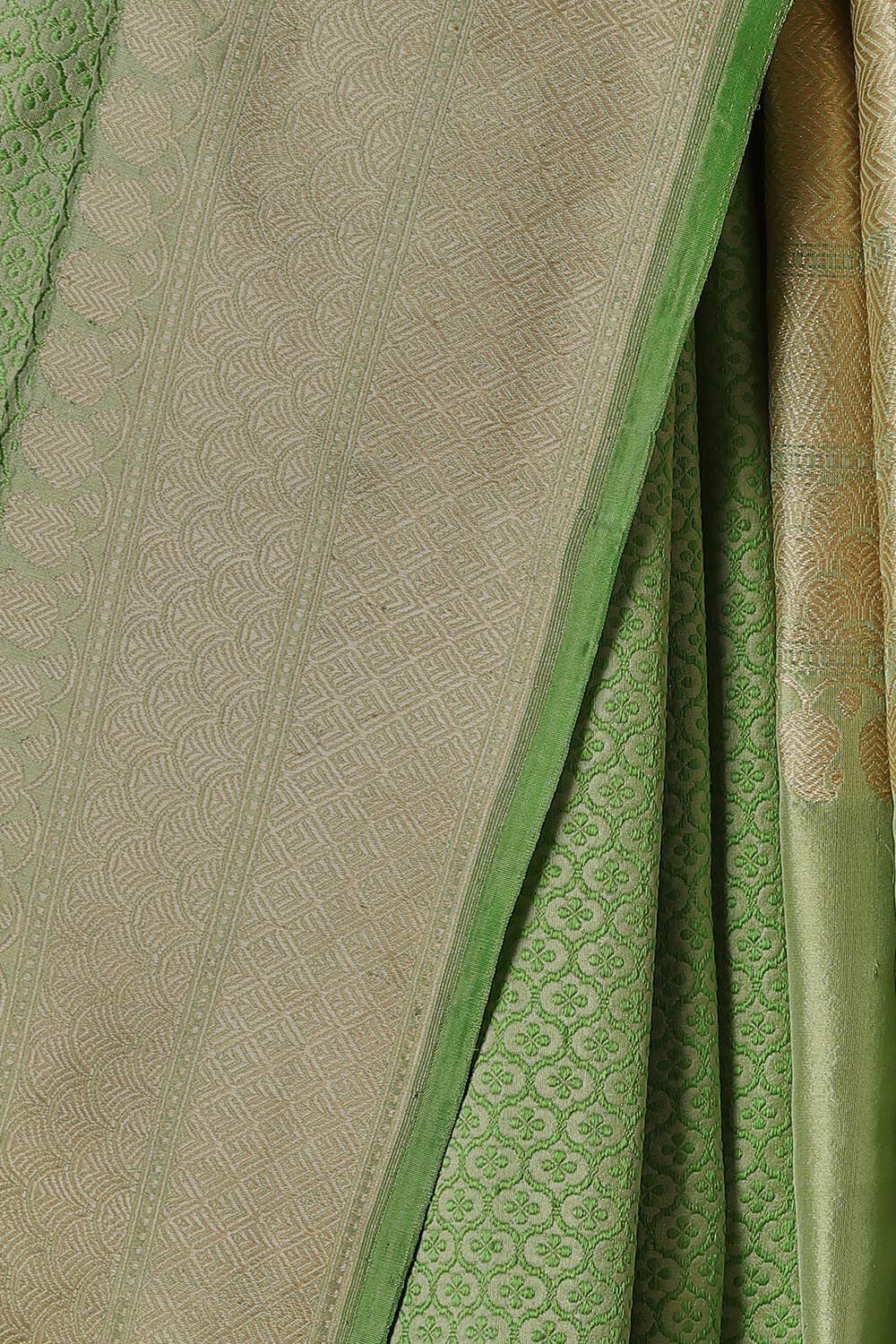 Light Green Pure Silk Banarasi Tanchoi Saree image number null