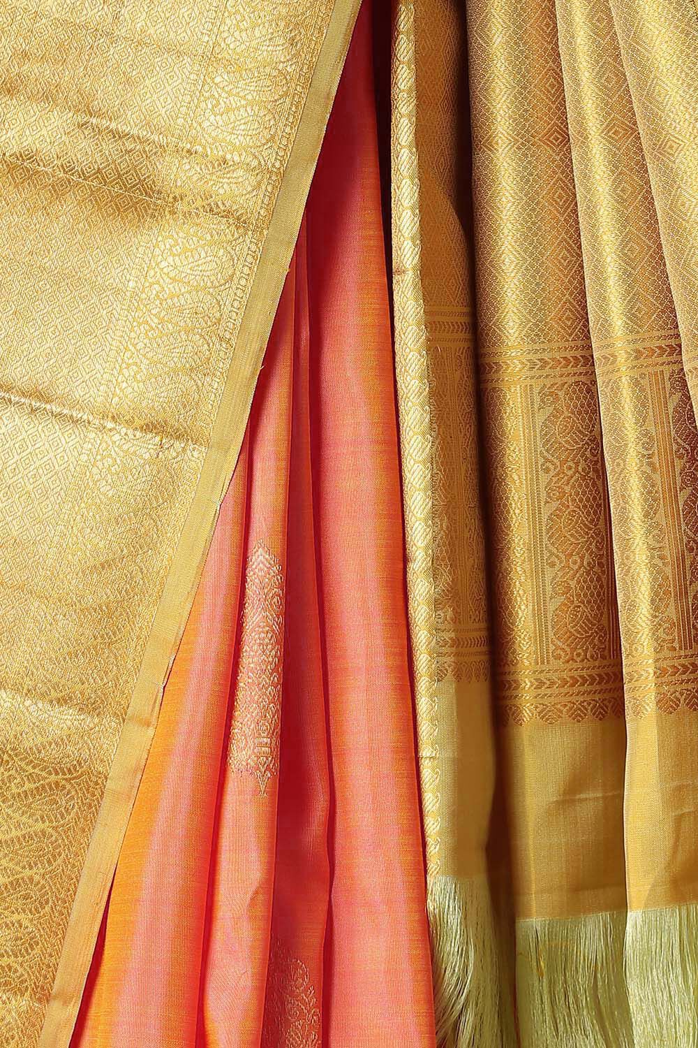 Light Orange Pure Silk Kanjivaram Saree image number null