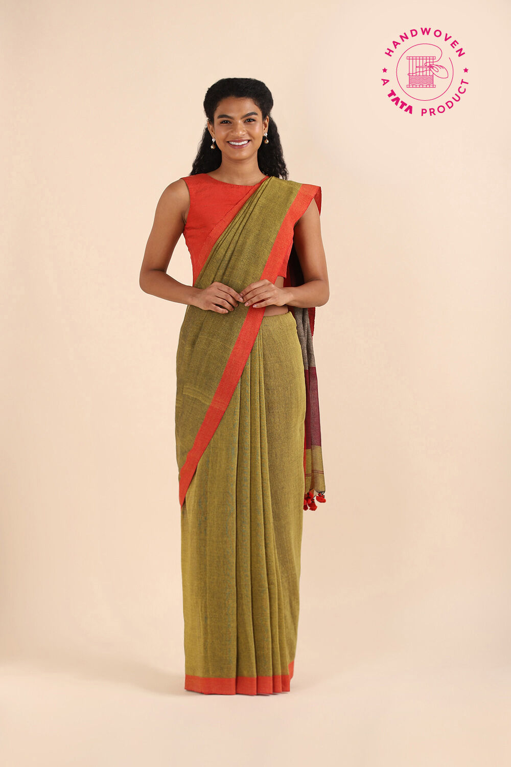 Dark Pure Yellow Cotton Bengal Saree image number null
