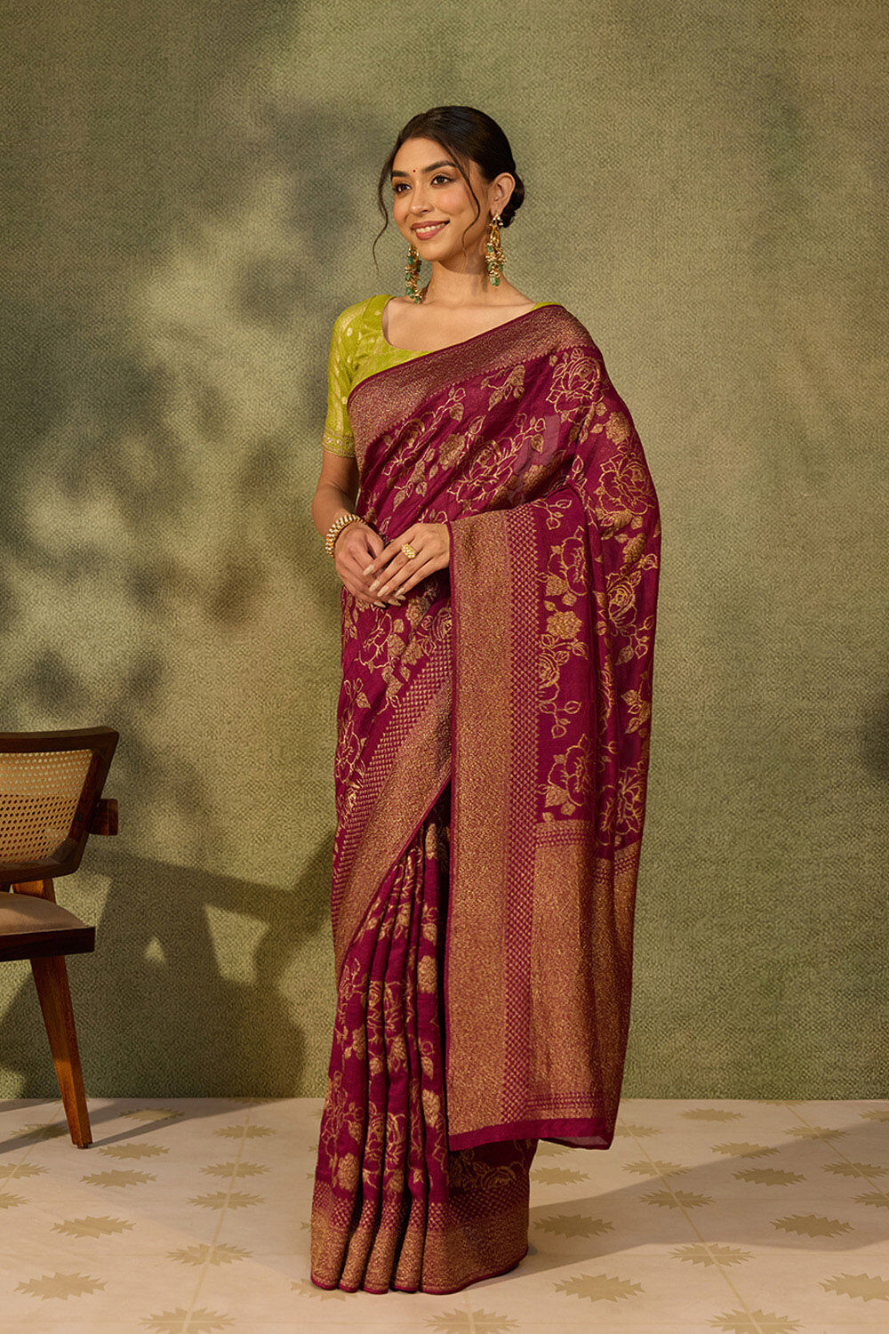 Purple Woven Pure Viscose Saree image number null