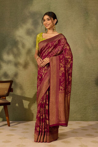 Purple Woven Pure Viscose Saree thumbnail image number null