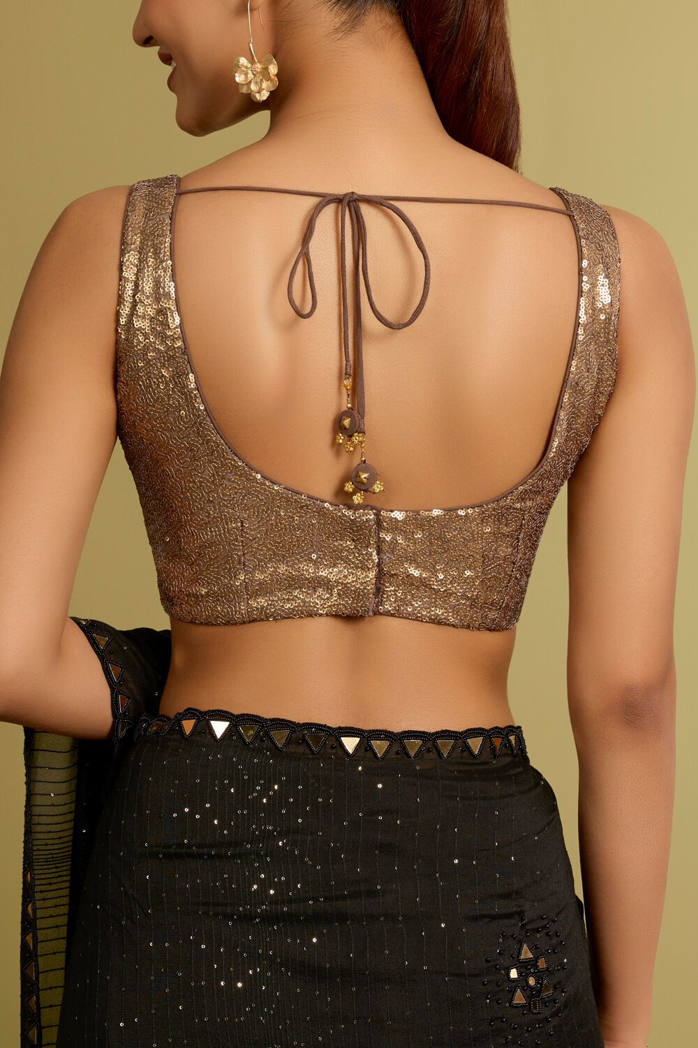 Gold Viscose Sequin Blouse image number null