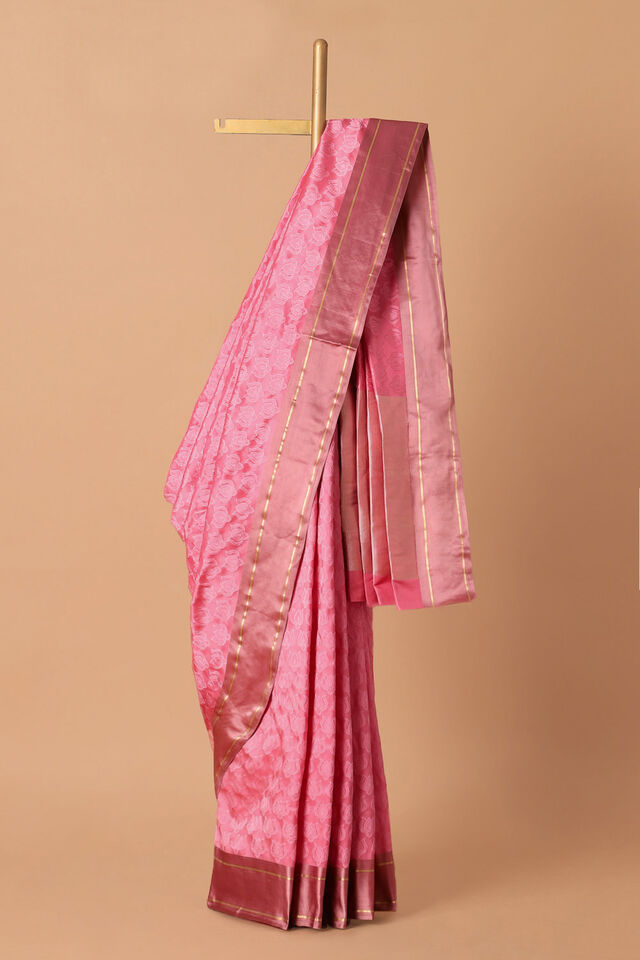 Light Pink Pure Silk Banarasi Tanchoi Saree