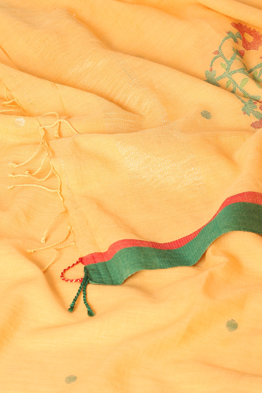 Light Yellow Cotton Pure Khadi Jamdani Saree image number null