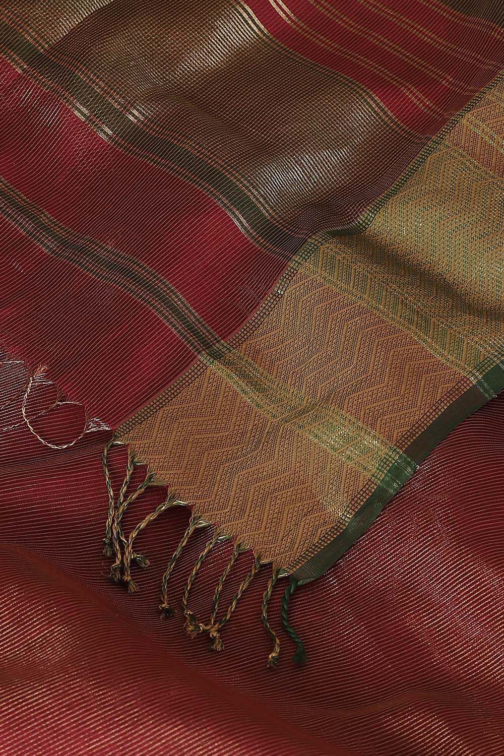 Red Pure Cotton Tissue Maheswari Saree image number null