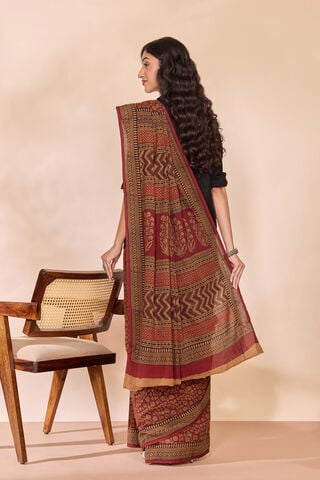 Red Bagh Block Printed Pure Cotton Saree thumbnail image number null