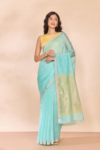 Light Blue Woven Pure Silk Cotton Chanderi Saree thumbnail image number null