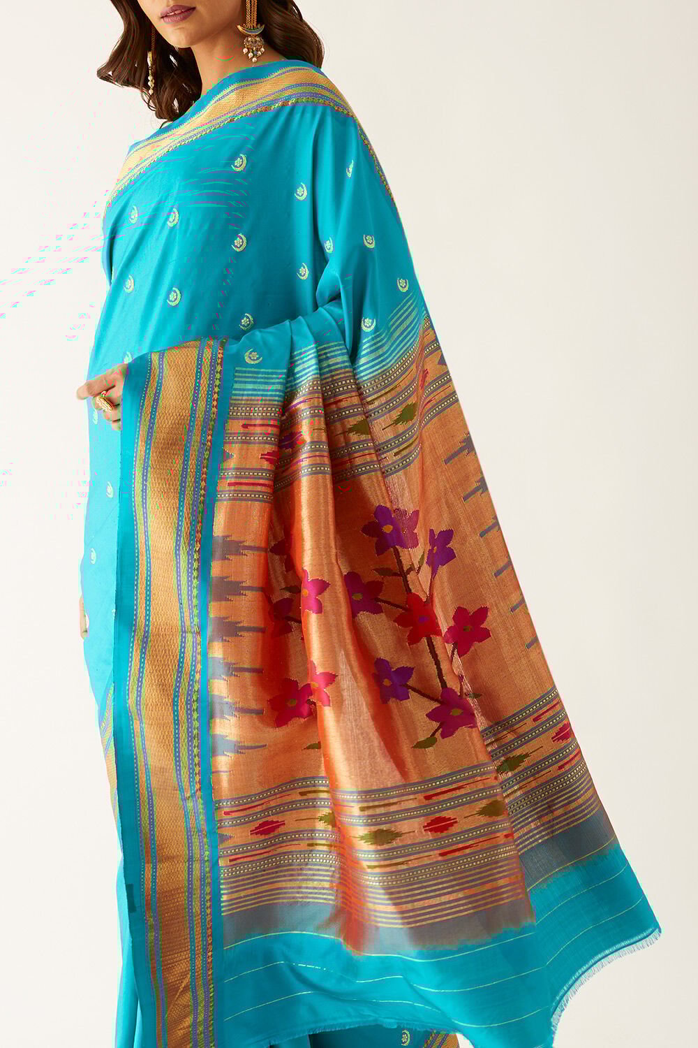 Blue Pure Silk Paithani Saree image number null