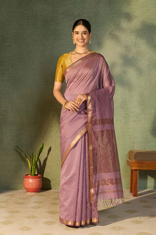 Purple Woven Pure Silk Cotton Maheshwari Saree thumbnail image number null