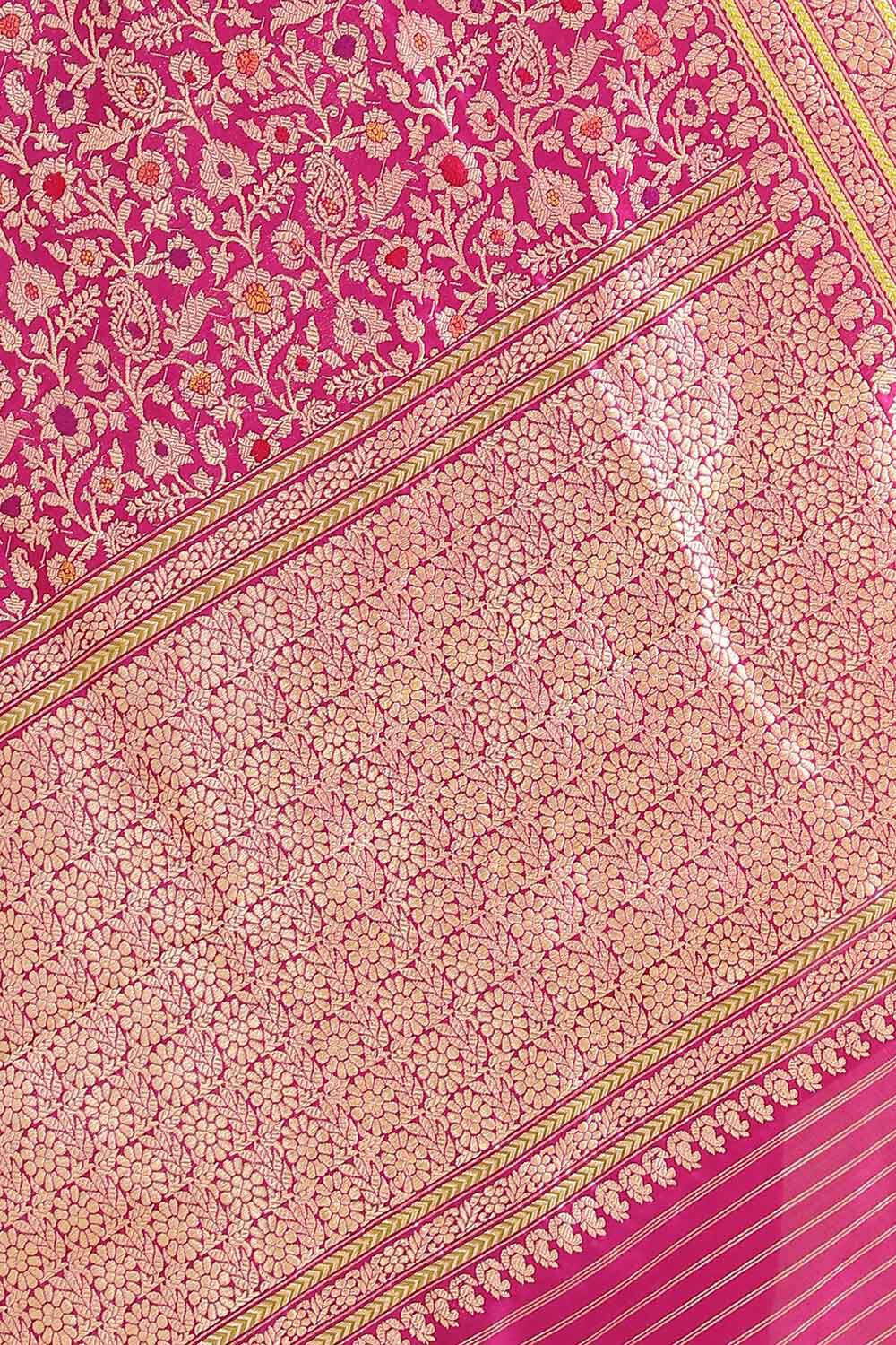 Dark Pink Pure Silk Banarasi Saree image number null