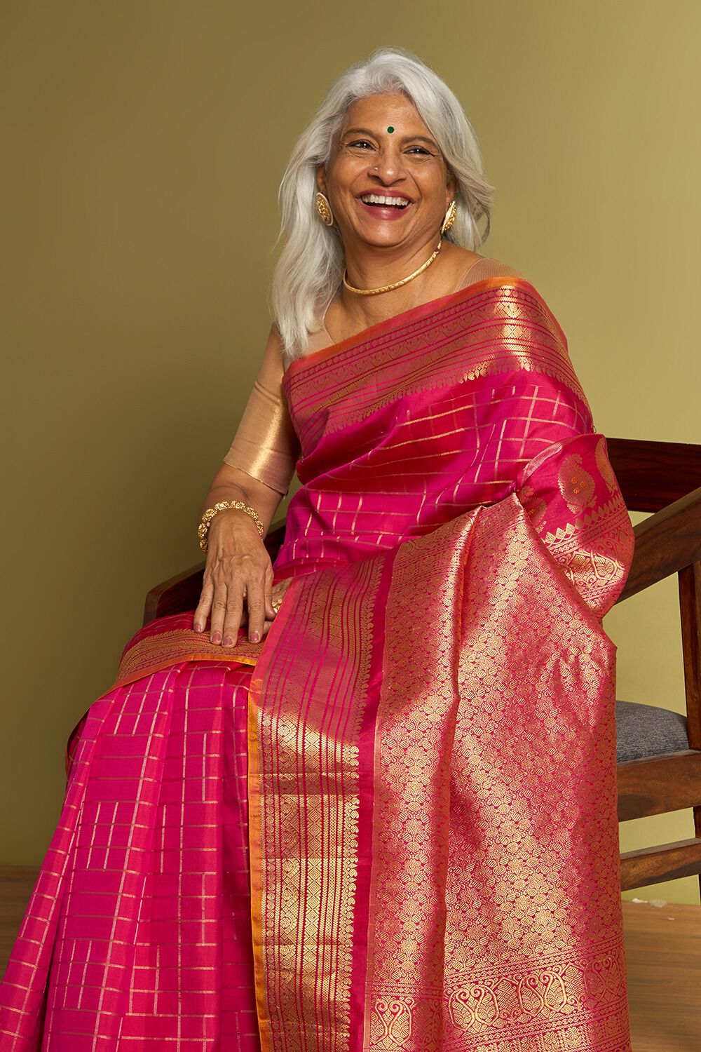 Dark Pink Woven Silk Gadwal Saree image number null