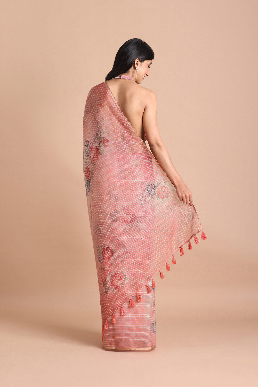 Pink Pure Embroidered Saree image number null