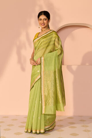 Green Eknaliya Pure Silk Cotton Chanderi Saree thumbnail image number null