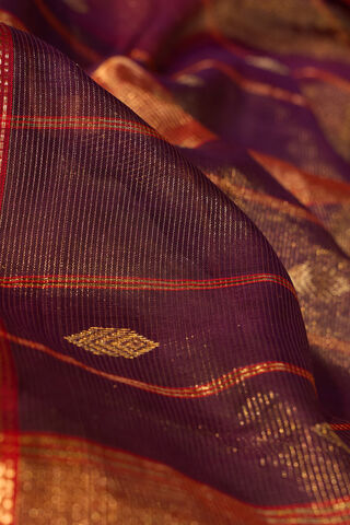 Purple Woven Pure Tissue Cotton Maheshwari Saree thumbnail image number null