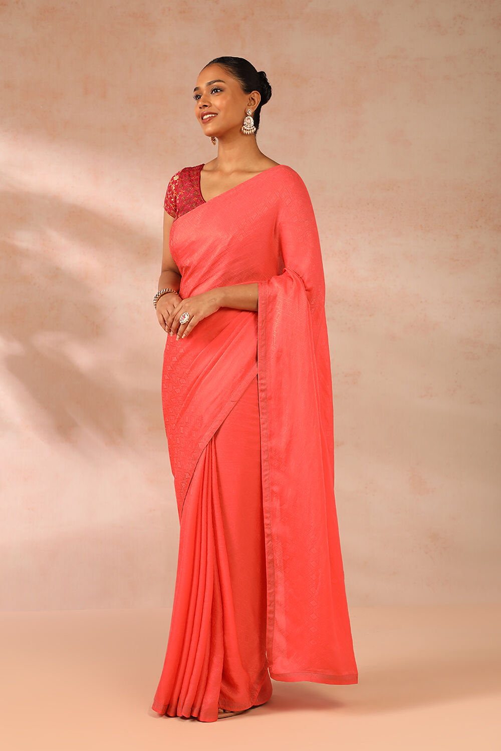 Orange Woven Viscose Luxe Saree image number null