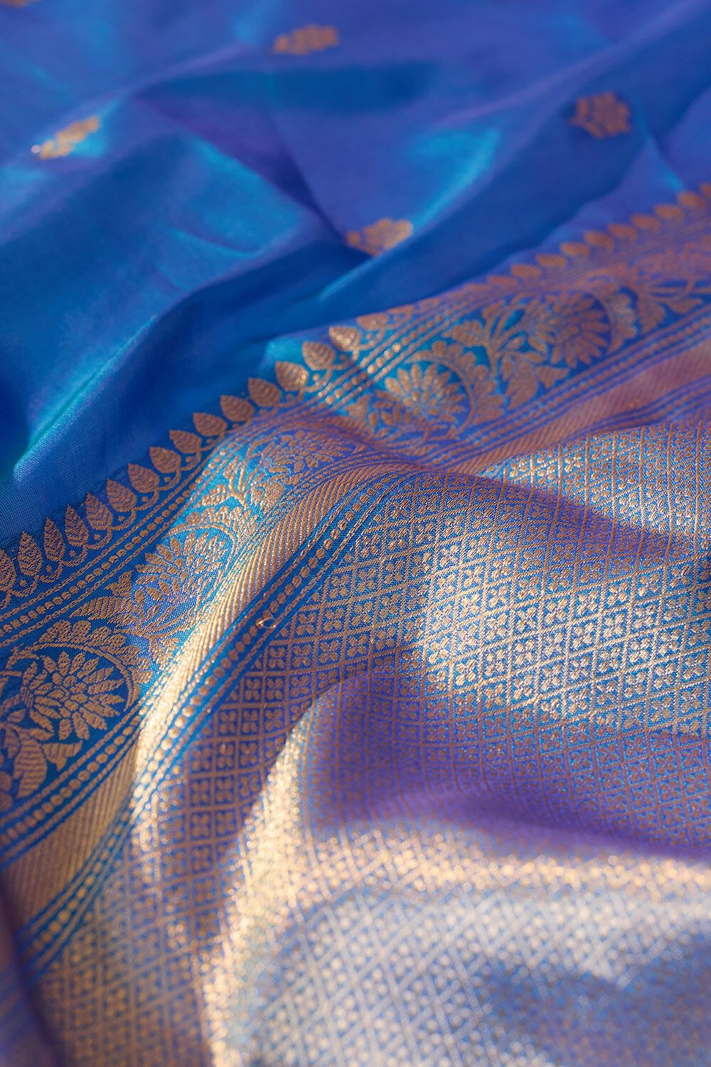 Blue Silk Viscose Cutwork Banarasi Saree image number null