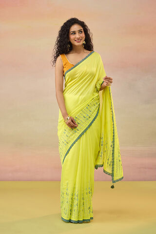 Light Yellow Bengal Pure Silk Cotton Embroidered Saree image number