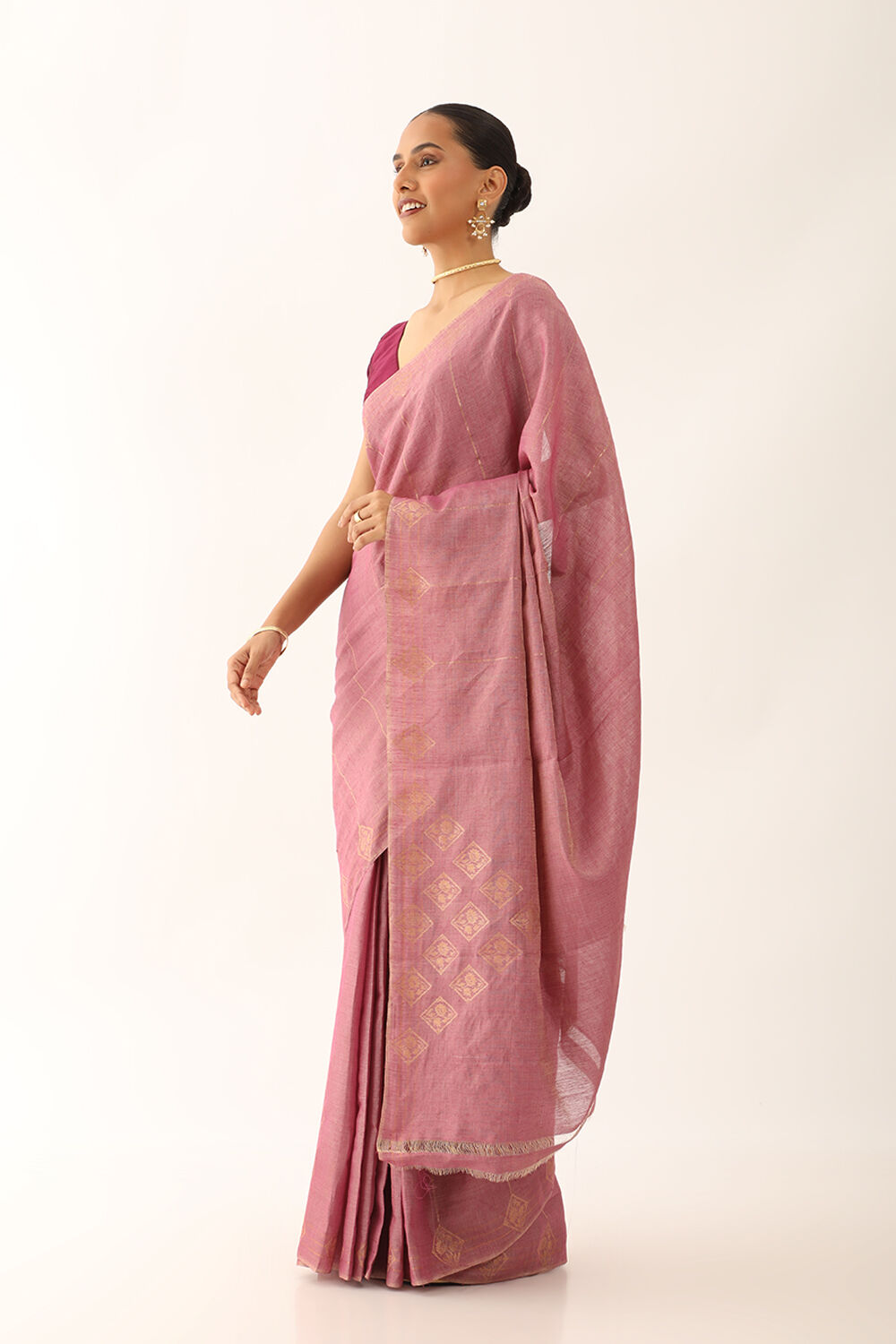 Light Violet Chattisgarh Pure Silk Tissue Woven Saree image number null