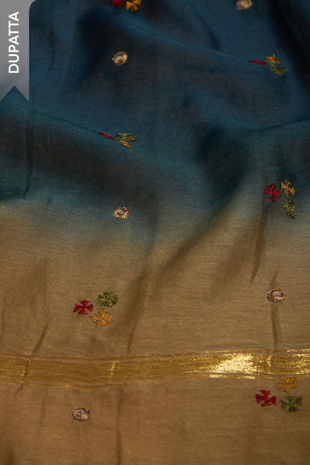 Dark Blue Pure Silk Cotton Embroidered Unstitched Suit Set image number null