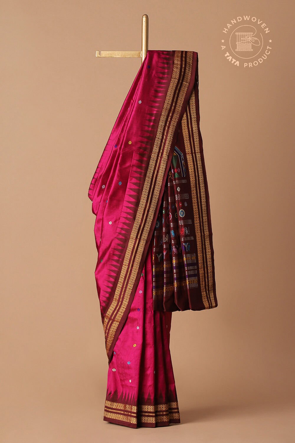Dark Pink Pure Silk Odissa Dolabedi Saree image number null