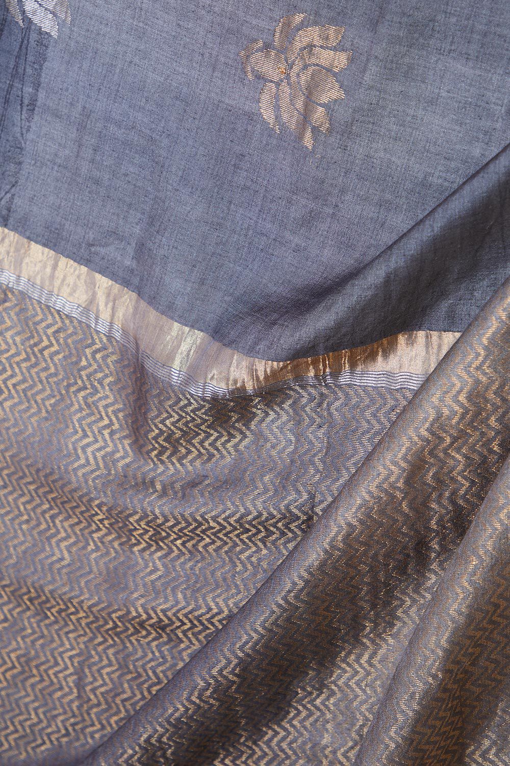 Grey Chattisgarh Pure Tussar Silk Hand Painted Saree image number null