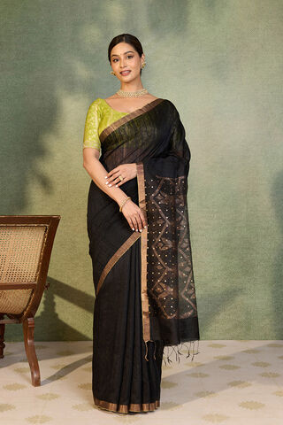 Black Bengal Pure Silk Vanya Jamdani Saree thumbnail image number null