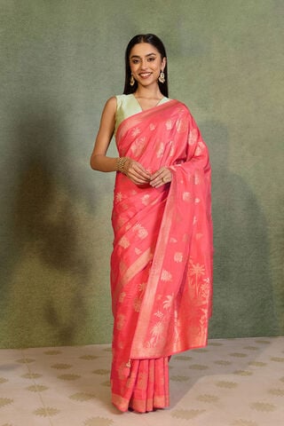 Pink Woven Pure Viscose Saree thumbnail image number null