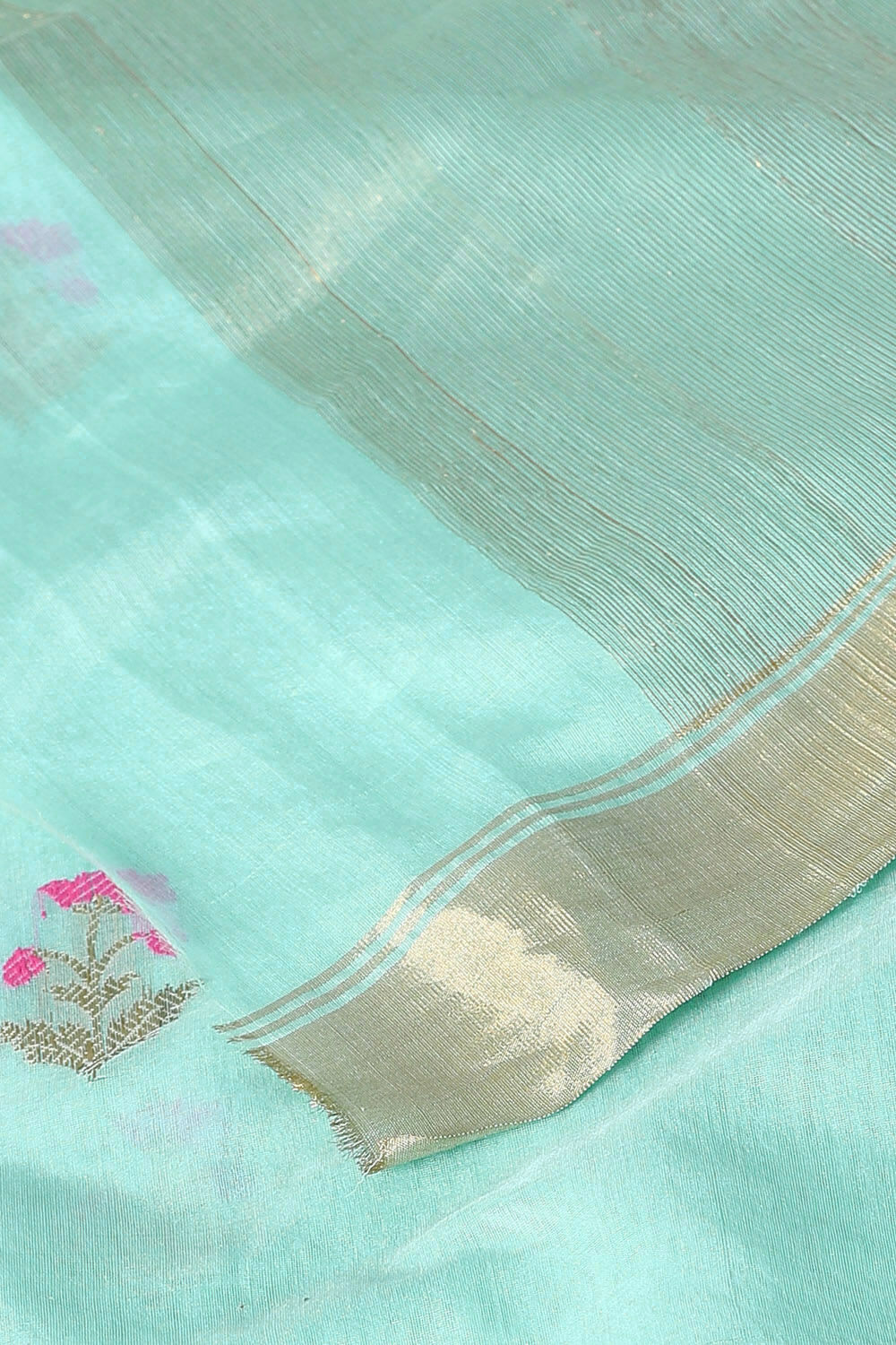 Light Blue Pure Silk Cotton Chanderi Saree image number null