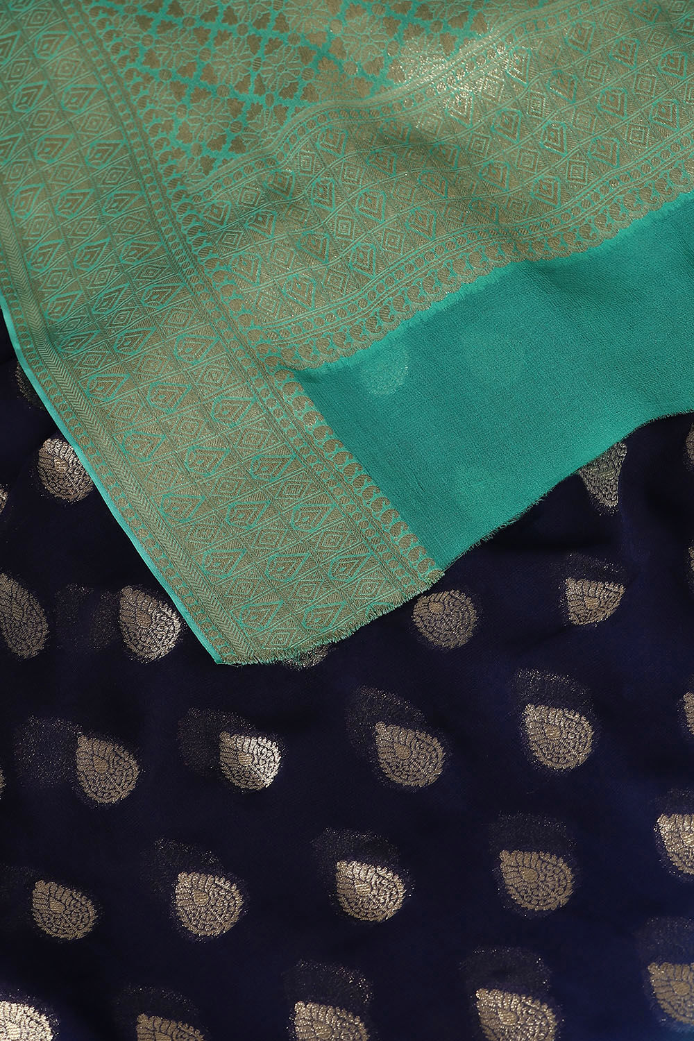 Dark Blue Viscose Pure Georgette Banarasi Saree image number null