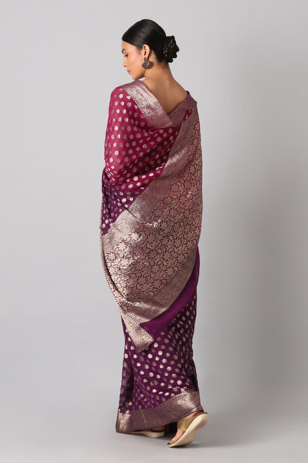 Violet Viscose Pure Georgette Banarasi Saree image number null